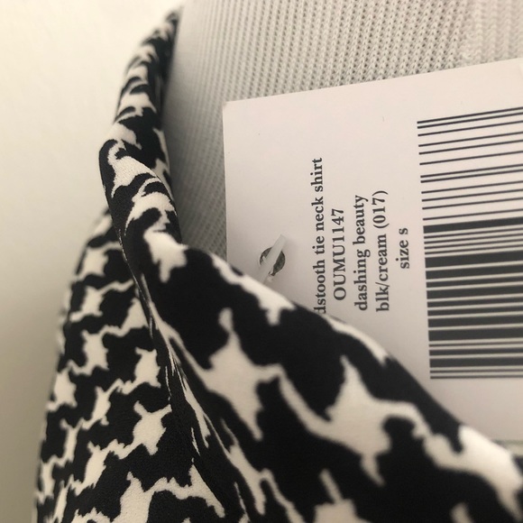 🎀 Kate Spade ♠️ Dashing Beauty Houndstooth tie neck Blouse - Picture 6 of 11